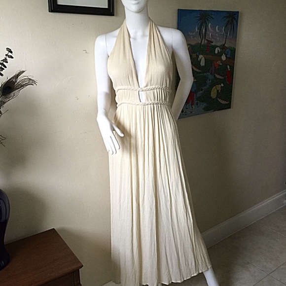Illa Illa Ivory Gauze Halter Maxi Dress Medium - Picture 4 of 8